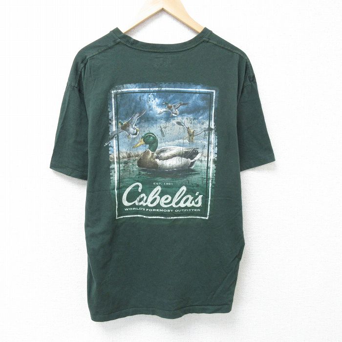 【20%OFF】XL★古着 半袖 Tシャツ メンズ カベラス カモ 大きいサイズ コットン クルーネック 緑 グリーン 25jun07 中古