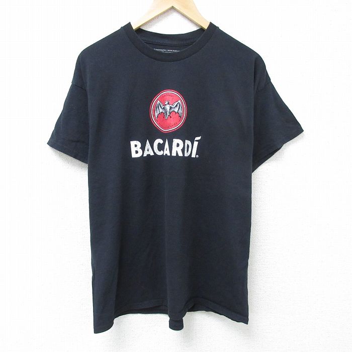 XL★古着 半袖 Tシャツ メンズ ラム酒 バカルディ 大きいサイズ コットン クルーネック 黒 ブラック 25jun07 中古