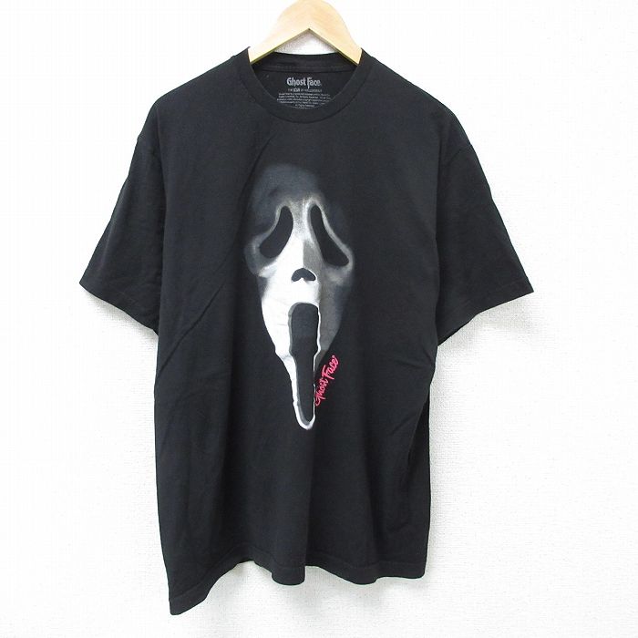 XL★古着 半袖 Tシャツ メンズ ホラー映画 スクリーム 大きいサイズ コットン クルーネック 黒 ブラック 25jun07 中古