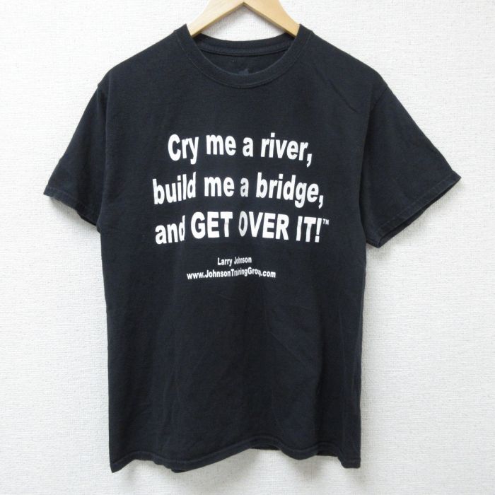 M★古着 ヘインズ Hanes 半袖 Tシャツ メンズ メッセージ コットン クルーネック 黒 ブラック 25jun09 中古