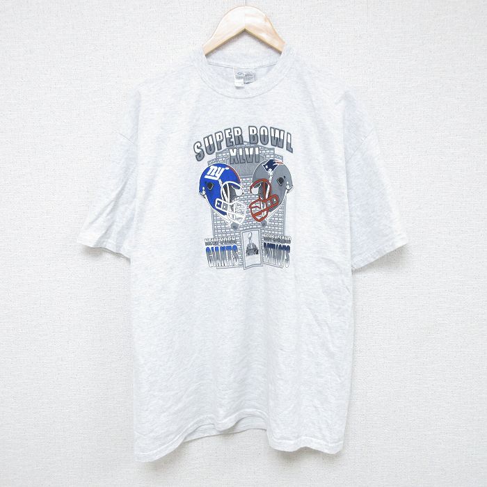 XL★古着 半袖 Tシャツ メンズ アメフト コットン クルーネック 薄グレー 霜降り 25jun09 中古