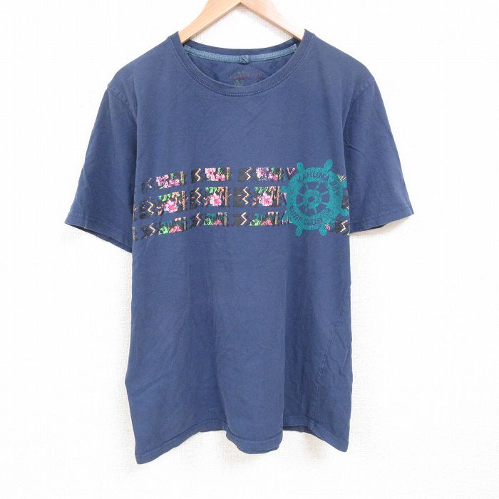 【50%OFF】XL★古着 半袖 Tシャツ メンズ サーフクラブ 大きいサイズ コットン クルーネック 紺 ネイビー 25jun09 中古