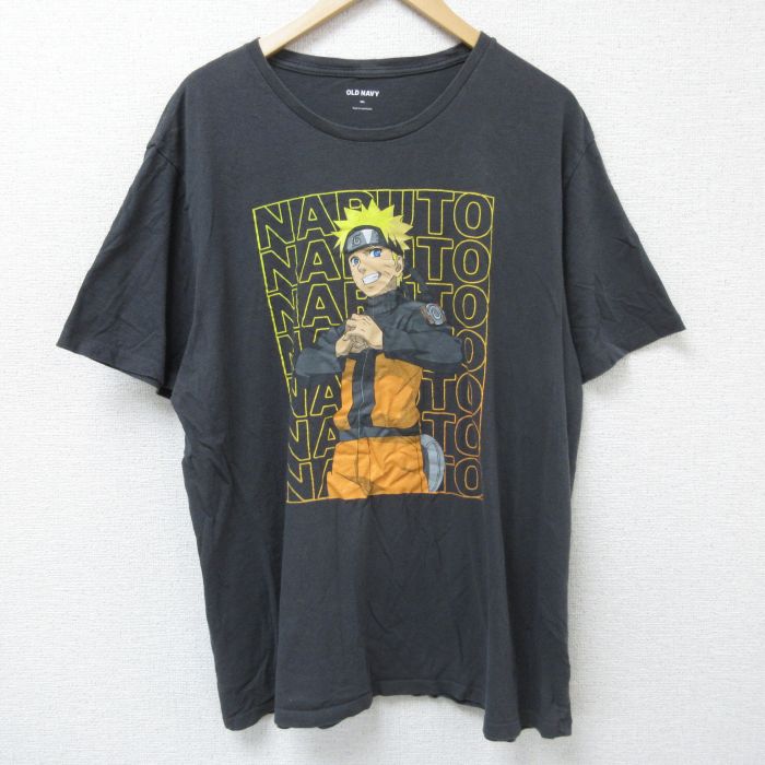 XL★古着 オールドネイビー 半袖 Tシャツ メンズ アニメ ナルト疾風伝 うずまきナルト 大きいサイズ コットン クルーネック 濃グレー 25jun09 中古
