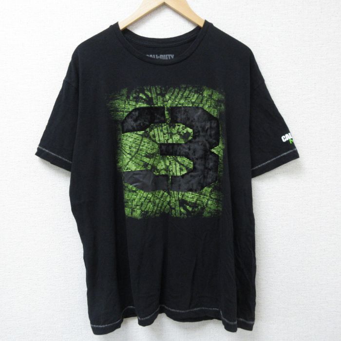 XL★古着 半袖 Tシャツ メンズ ゲーム コールオブデューティー 大きいサイズ コットン クルーネック 黒 ブラック 25jun09 中古