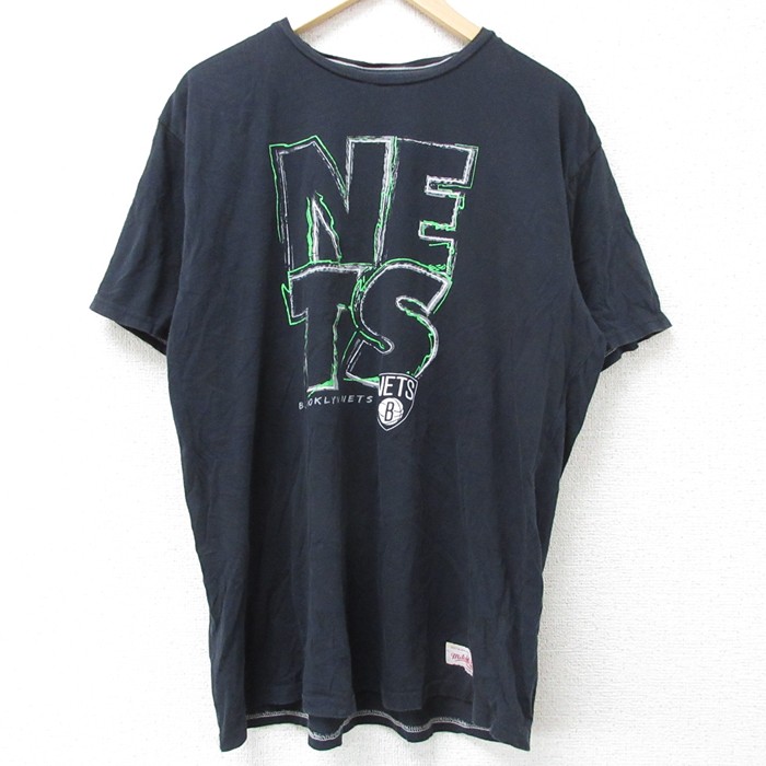 XL★古着 半袖 Tシャツ メンズ NBA ブルックリンネッツ コットン クルーネック 黒 ブラック バスケットボール 25jun10 中古