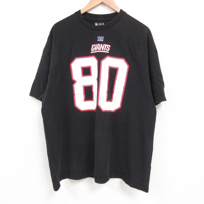XL★古着 半袖 Tシャツ メンズ NFL ニューヨークジャイアンツ ビクタークルーズ 80 大きいサイズ コットン クルーネック 黒 ブラック アメフト スーパーボウル 25jun14 中古