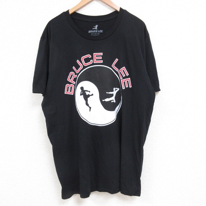 【50%OFF】XL★古着 半袖 Tシャツ メンズ ブルースリー クルーネック 黒 ブラック 25jun14 中古