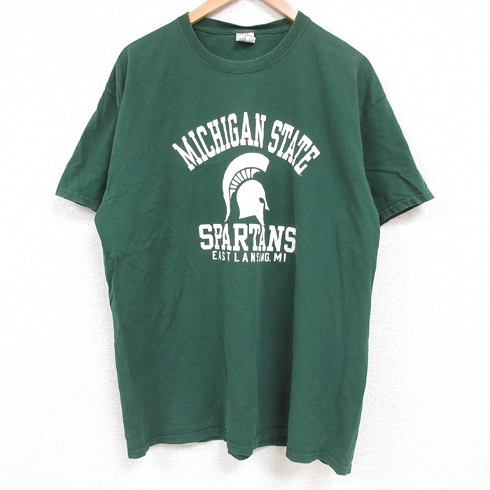 XL★古着 ジャージーズ 半袖 Tシャツ メンズ ミシガン コットン クルーネック 緑 グリーン 25jun14 中古