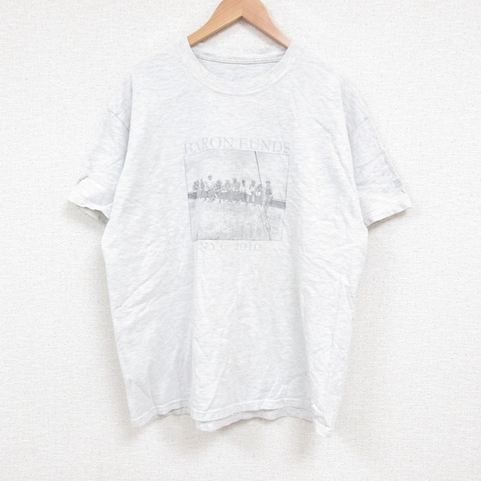 【50%OFF】XL★古着 半袖 Tシャツ メンズ BARON クルーネック 薄グレー 霜降り 25jun14 中古