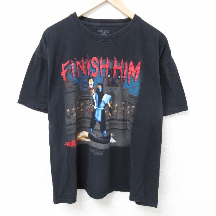 XL★古着 半袖 Tシャツ メンズ ゲーム モータルコンバット コットン クルーネック 黒 ブラック 25jun11 中古