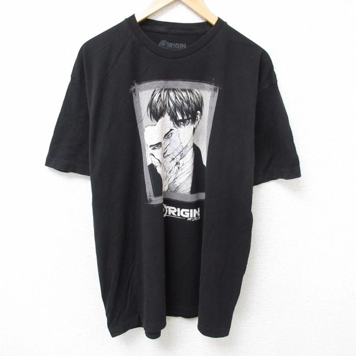 XL★古着 半袖 Tシャツ メンズ アニメ ORIGIN Boichi 大きいサイズ コットン クルーネック 黒 ブラック 【spe】 25jun11 中古
