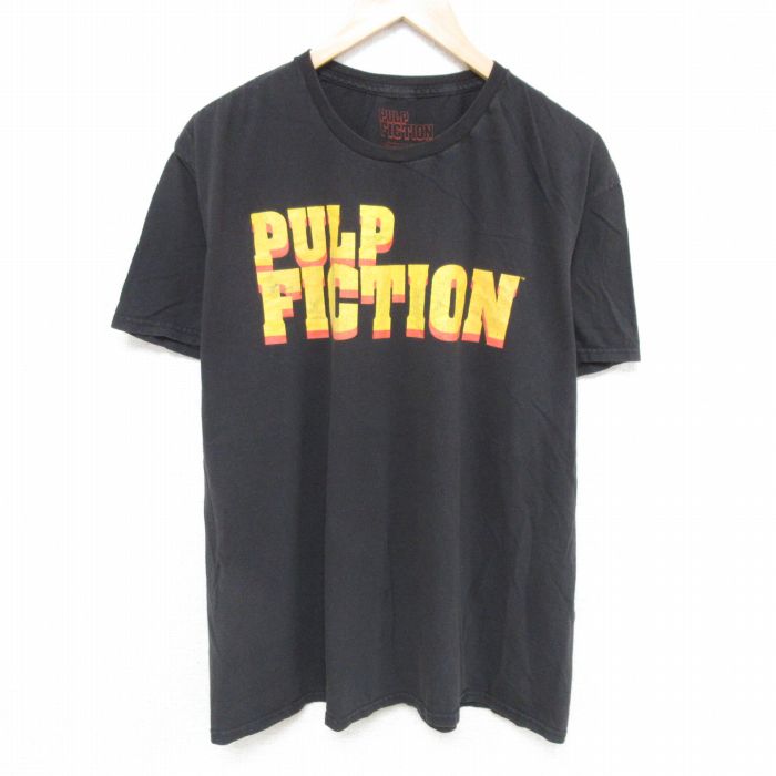 XL★古着 半袖 Tシャツ メンズ 映画 パルプフィクション コットン クルーネック 黒 ブラック 【spe】 25jun11 中古