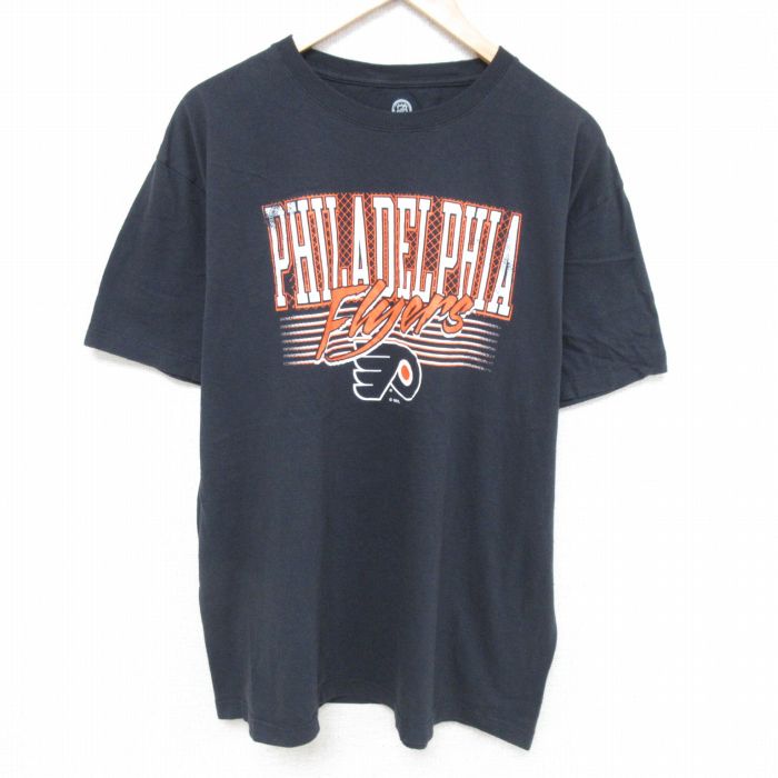 L★古着 半袖 Tシャツ メンズ NHL フィラデルフィアフライヤーズ クルーネック 黒 ブラック アイスホッケー 25jun11 中古