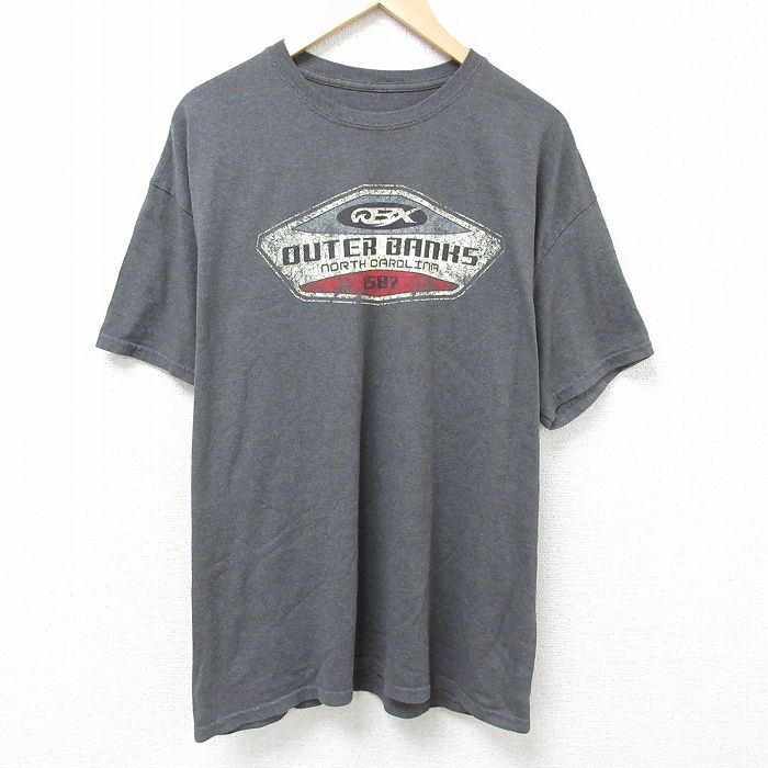 【50%OFF】XL★古着 半袖 Tシャツ メンズ アウターバンクス 大きいサイズ クルーネック グレー 霜降り 25jun11 中古