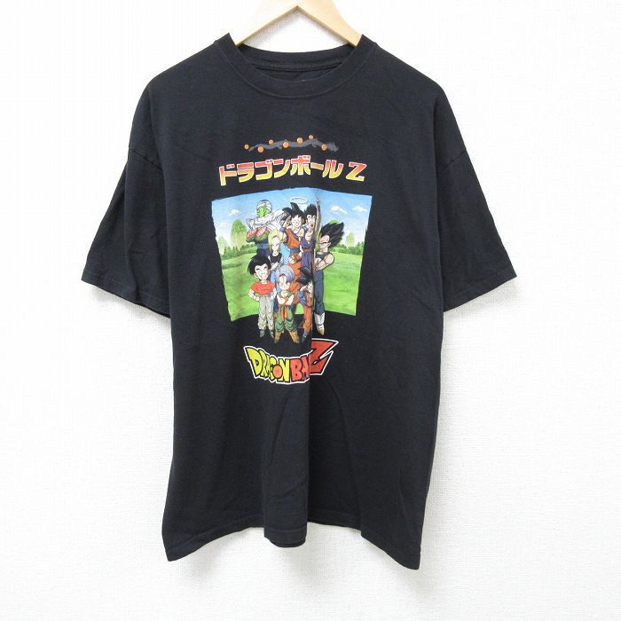 XL★古着 半袖 Tシャツ メンズ アニメ ドラゴンボールZ 孫悟空 大きいサイズ コットン クルーネック 黒 ブラック 【spe】 25jun11 中古