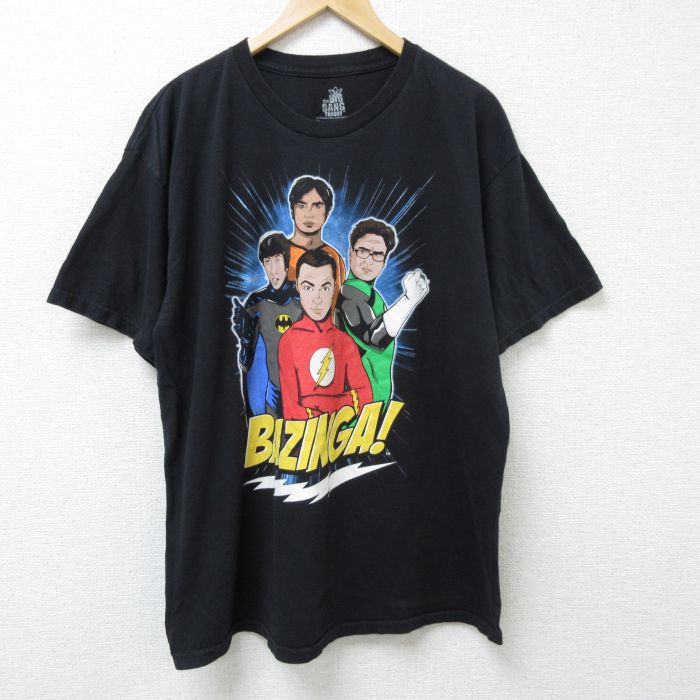 【50%OFF】XL★古着 半袖 Tシャツ メンズ ドラマ ビッグバンセオリー コットン クルーネック 黒 ブラック 25jun12 中古