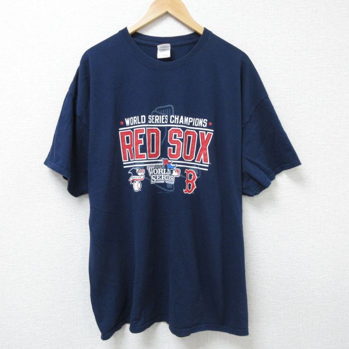 MLB ボストンレッドソックス 半袖Tシャツ ネイビー XL | 古着