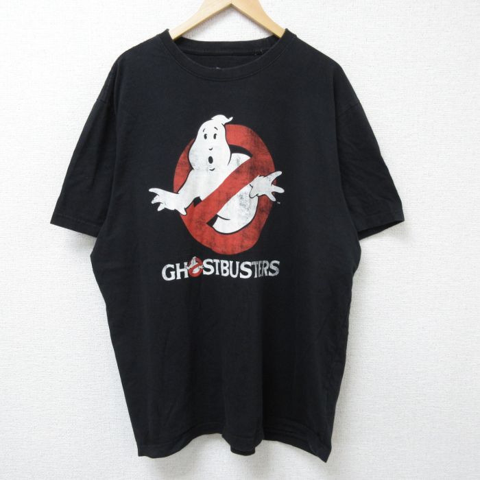 XL★古着 半袖 Tシャツ メンズ 映画 ゴーストバスターズ 大きいサイズ コットン クルーネック 黒 ブラック 25jun12 中古