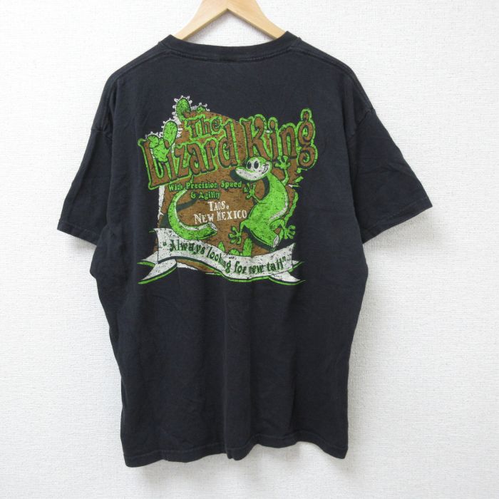 半袖Tシャツ トカゲ ブラック XL | 古着