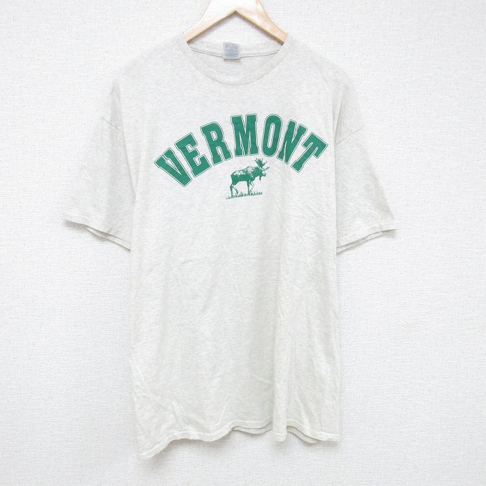 XL★古着 半袖 Tシャツ メンズ バーモント 大きいサイズ クルーネック 薄グレー 霜降り 25jun13 中古