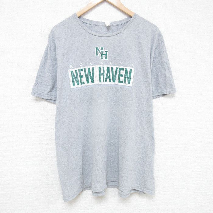 XL★古着 フルーツオブザルーム 半袖 Tシャツ メンズ ニューヘブン 大きいサイズ クルーネック グレー 霜降り 25jun13 中古