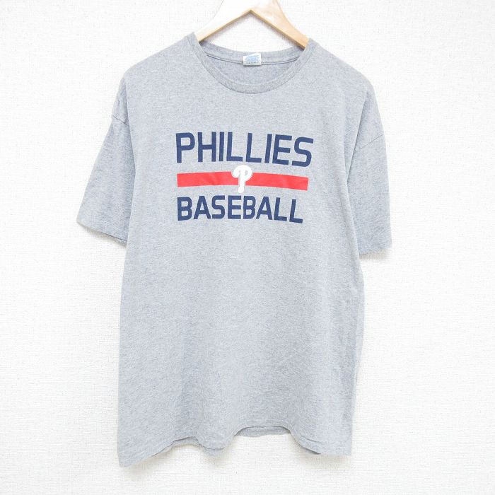 XL★古着 半袖 Tシャツ メンズ ベースボール マクドナルド 大きいサイズ クルーネック グレー 霜降り 25jun13 中古