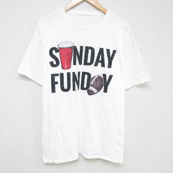 XL★古着 半袖 Tシャツ メンズ SANDAY 大きいサイズ クルーネック 白 ホワイト 25jun13 中古