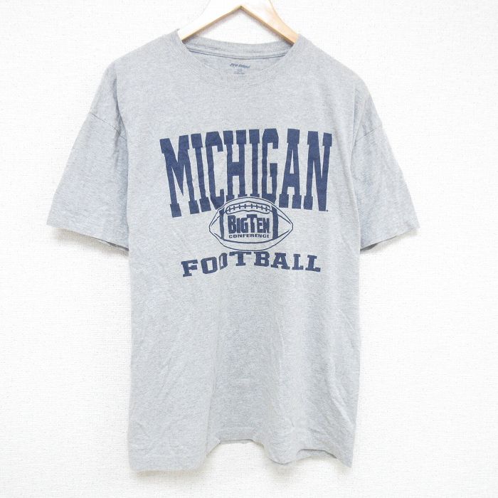 XL★古着 半袖 Tシャツ メンズ ミシガン 大きいサイズ クルーネック グレー 霜降り 25jun13 中古