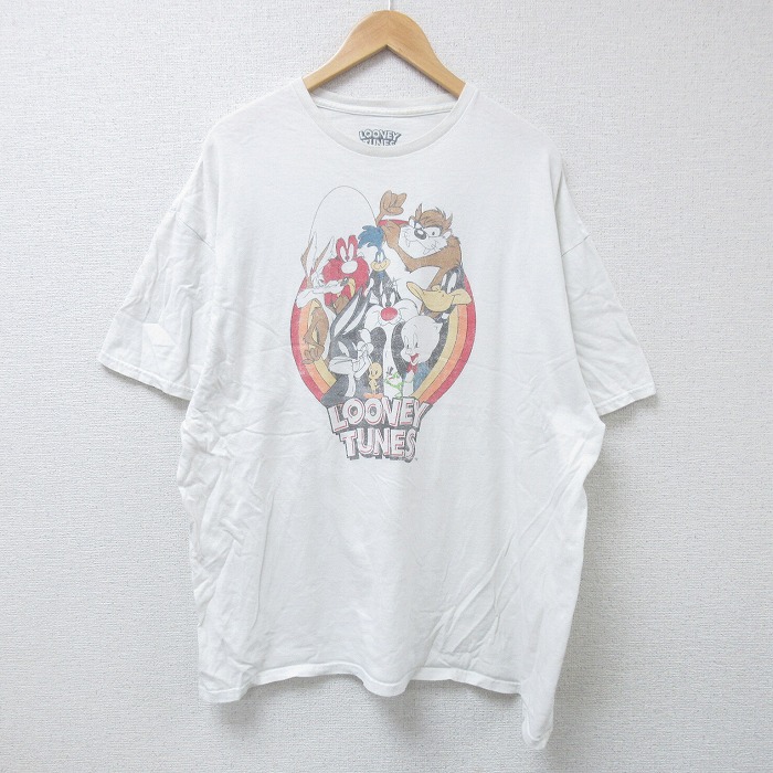 XL★古着 半袖 Tシャツ メンズ ルーニーテューンズ LOONEY TUNES バックスバニー 大きいサイズ コットン クルーネック 白 ホワイト 25jun16 中古