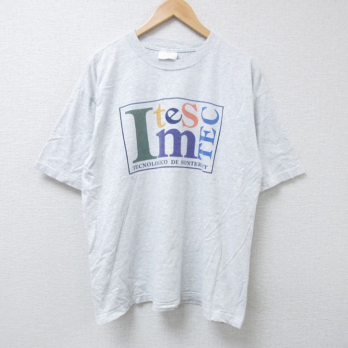 XL★古着 半袖 Tシャツ メンズ テクノロジー コットン クルーネック 薄グレー 霜降り 25jun16 中古