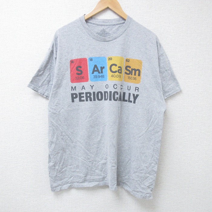 XL★古着 半袖 Tシャツ メンズ ピリオディカリー 大きいサイズ クルーネック 薄グレー 霜降り 25jun16 中古