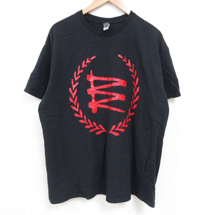 XL★古着 半袖 Tシャツ メンズ RD コットン クルーネック 黒 ブラック 25jun18 中古