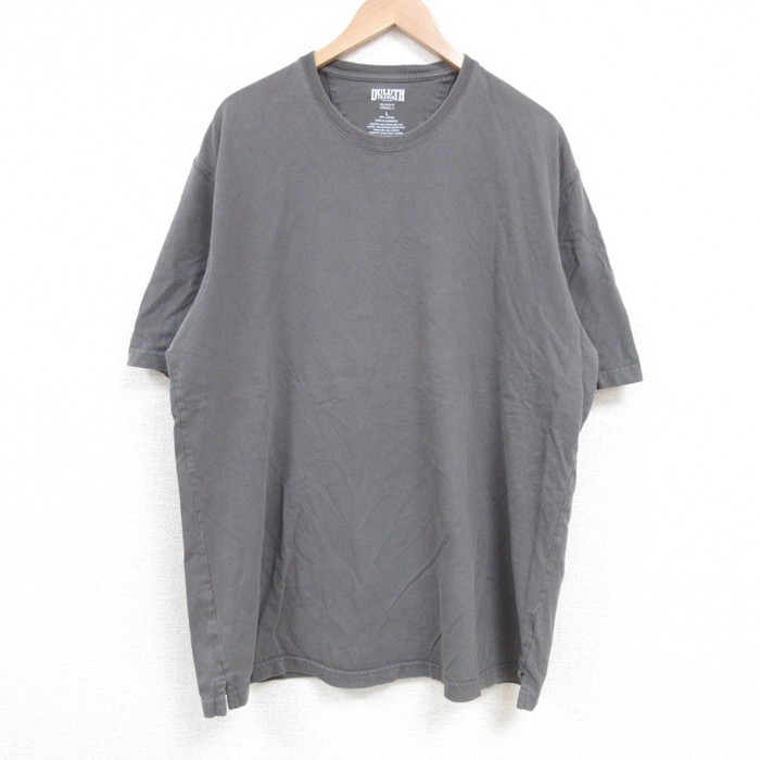 【20%OFF】XL★古着 DULUTH TRADING 半袖 Tシャツ メンズ 無地 コットン クルーネック 濃グレー 25jun18 中古