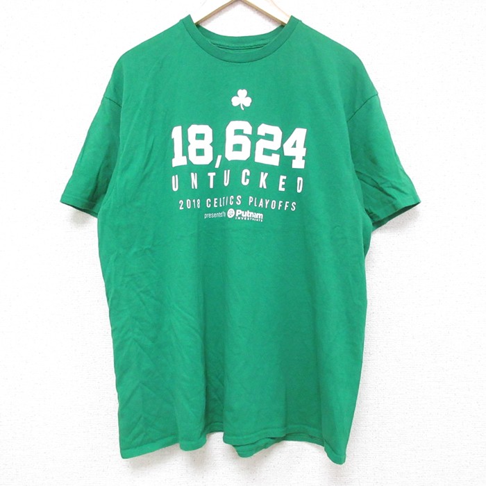 L★古着 半袖 Tシャツ メンズ クローバー クルーネック 緑 グリーン 25jun13 中古