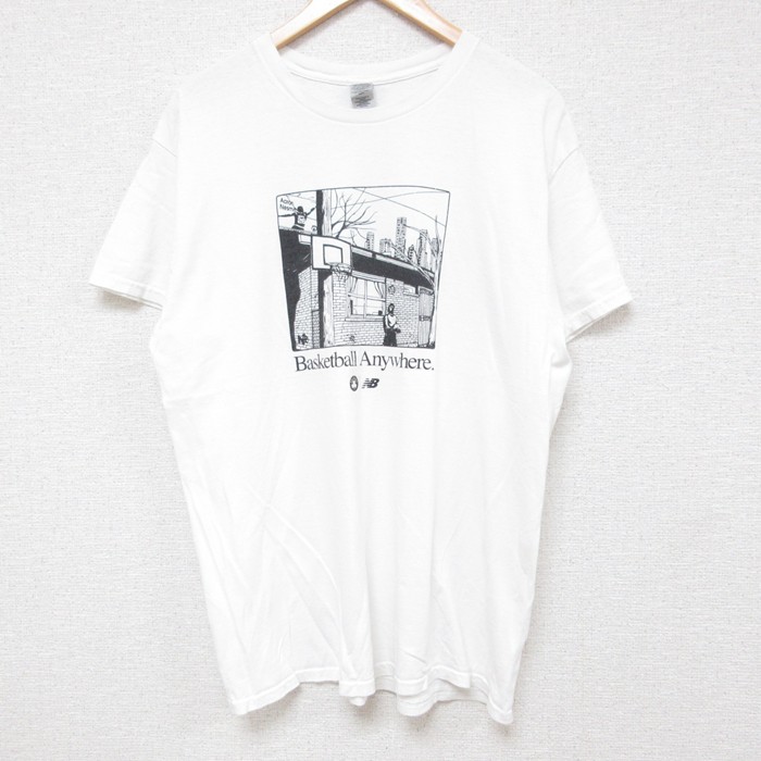 L★古着 半袖 Tシャツ メンズ バスケットボール コットン クルーネック 白 ホワイト 25jun13 中古