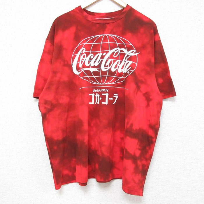 XL★古着 半袖 Tシャツ メンズ コカコーラ 大きいサイズ クルーネック 赤他 レッド タイダイ 【spe】 25jun13 中古