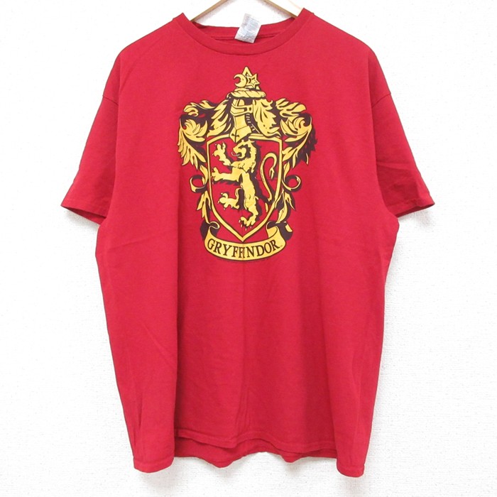 XL★古着 半袖 Tシャツ メンズ 映画 ハリーポッター グリフィンドール コットン クルーネック 赤 レッド 25jun13 中古