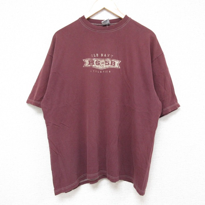XL★古着 オールドネイビー 半袖 Tシャツ メンズ HS コットン クルーネック エンジ 25jun13 中古
