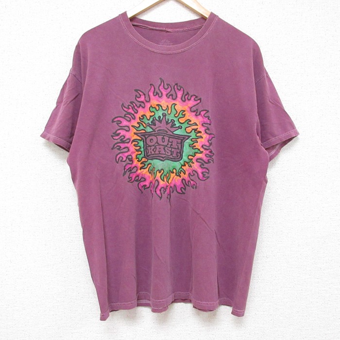 XL★古着 半袖 ヒップホップ ラップ Tシャツ メンズ アウトキャスト コットン クルーネック 紫 パープル 【spe】 25jun13 中古