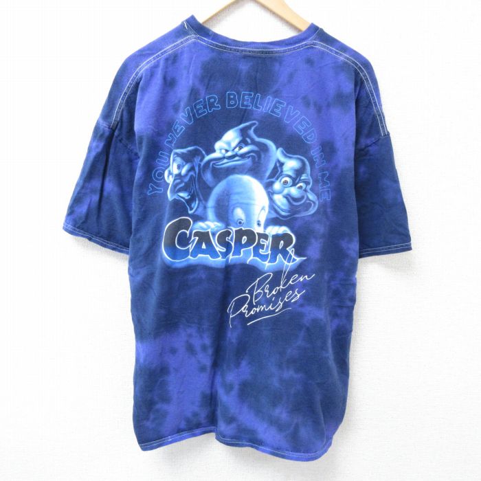 XL★古着 半袖 Tシャツ メンズ 映画 キャスパー 大きいサイズ コットン クルーネック 紫他 パープル タイダイ 【spe】 25jun14 中古