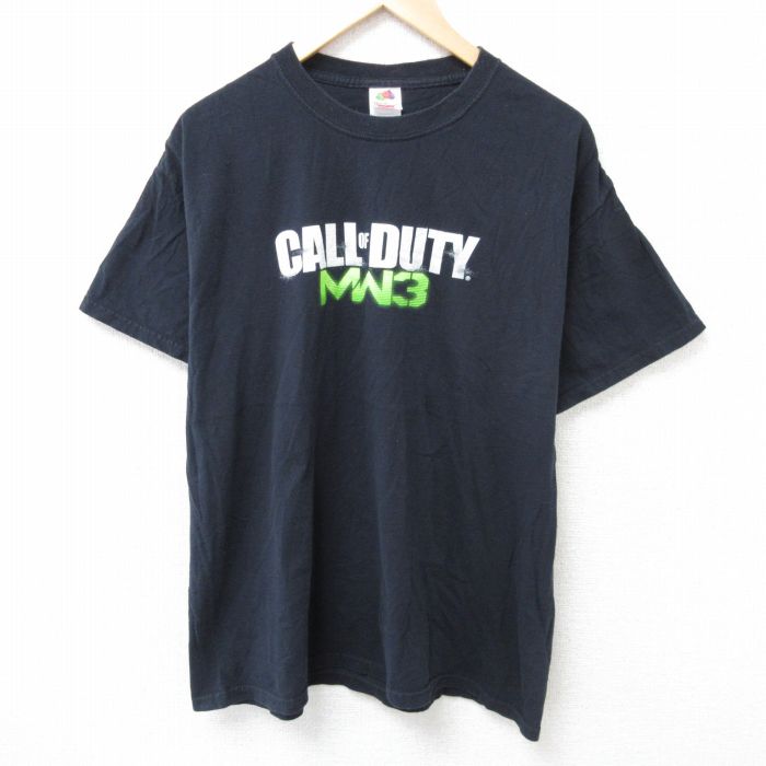 XL★古着 フルーツオブザルーム 半袖 ビンテージ Tシャツ メンズ 00年代 00s ゲーム コールオブデューティー コットン クルーネック 黒 ブラック 25jun14 中古