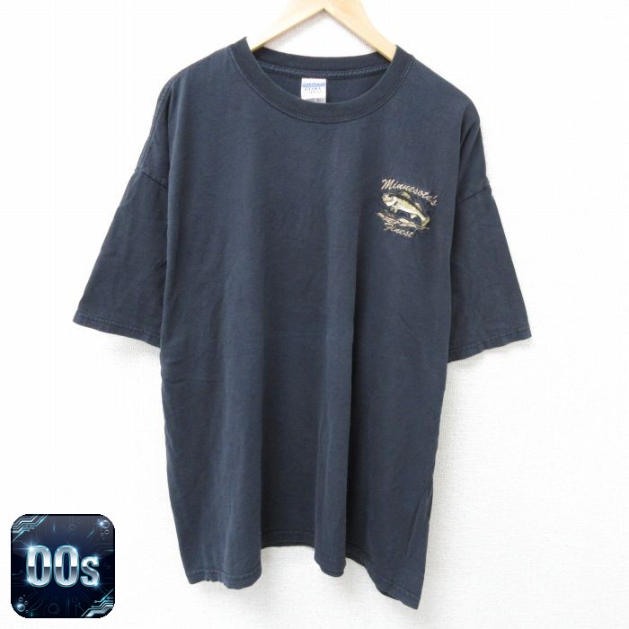 00s 半袖Tシャツ 魚 ブラック XL | 古着