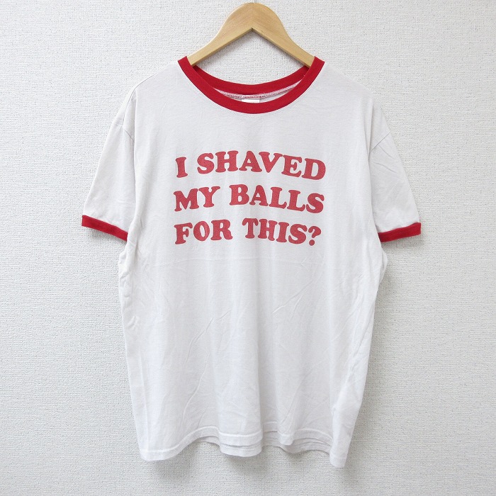 XL★古着 半袖 Tシャツ メンズ リンガーメッセージ ラグラン クルーネック 白他 ホワイト 25jun16 中古