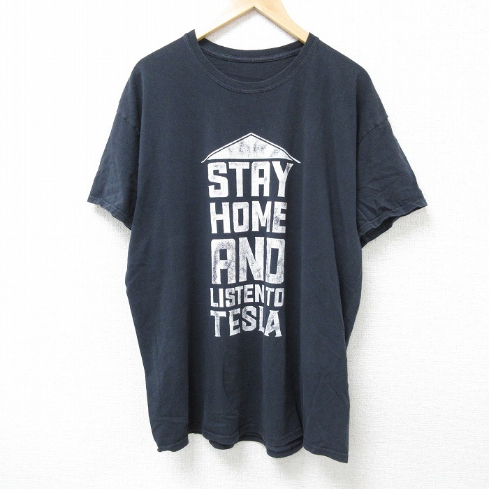 XL★古着 半袖 Tシャツ メンズ STAY 大きいサイズ クルーネック 黒 ブラック 25jun16 中古