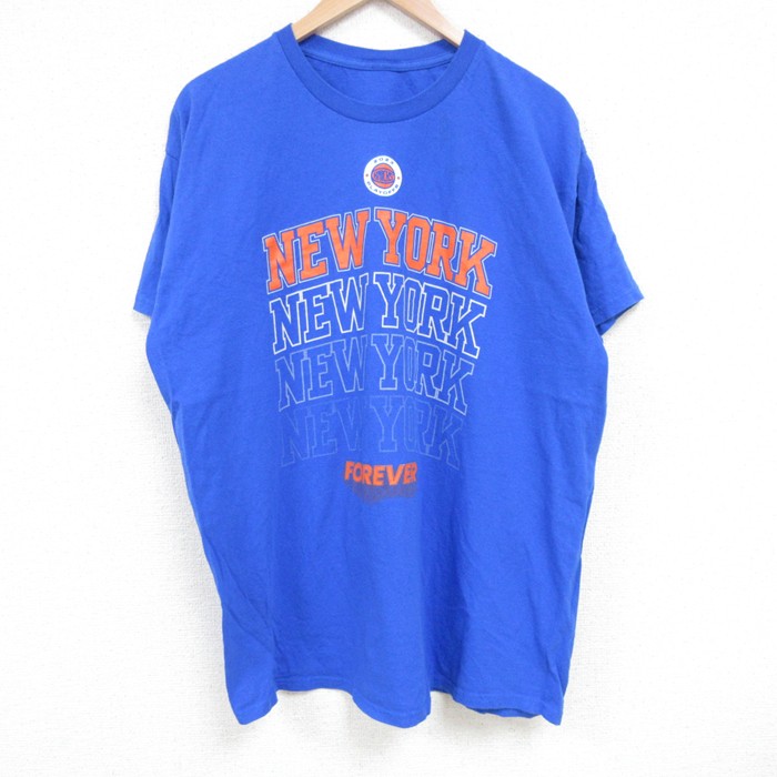 XL★古着 半袖 Tシャツ メンズ ニューヨーク クルーネック 青 ブルー 25jun17 中古