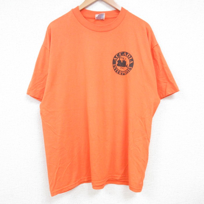 XL★古着 ヘインズ Hanes 半袖 ビンテージ Tシャツ メンズ 00年代 00s ブルドーザー クルーネック オレンジ 25jun17 中古