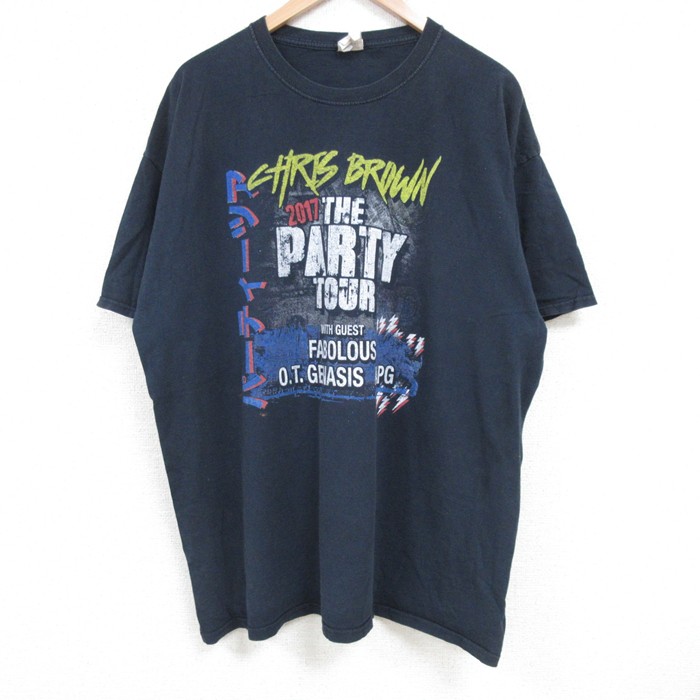 XL★古着 フルーツオブザルーム 半袖 Tシャツ メンズ ヒップホップ ラップ クリスブラウン 大きいサイズ コットン クルーネック 黒 ブラック 25jun17 中古