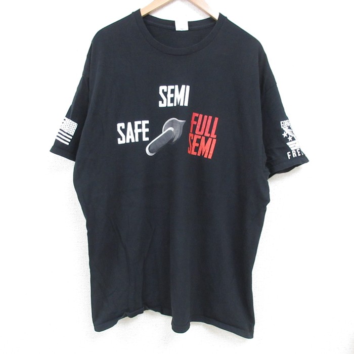 XL★古着 半袖 Tシャツ メンズ SEMI 大きいサイズ コットン クルーネック 黒 ブラック 25jun17 中古