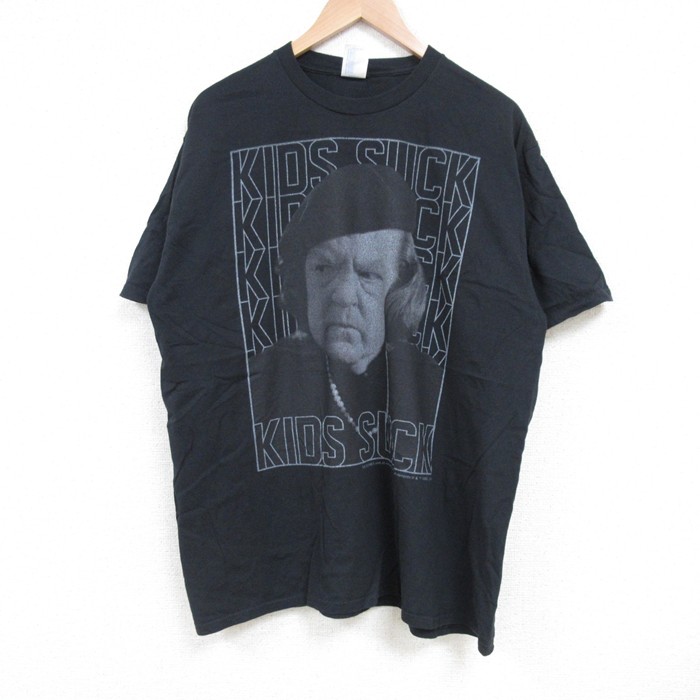 XL★古着 半袖 Tシャツ メンズ 映画 グーニーズ コットン クルーネック 黒 ブラック 25jun17 中古