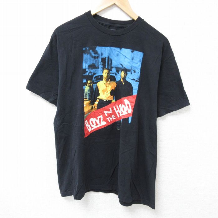 XL★古着 半袖 Tシャツ メンズ 映画 ボーイズンザフッド アイスキューブ コットン クルーネック 黒 ブラック 【spe】 25jun19 中古